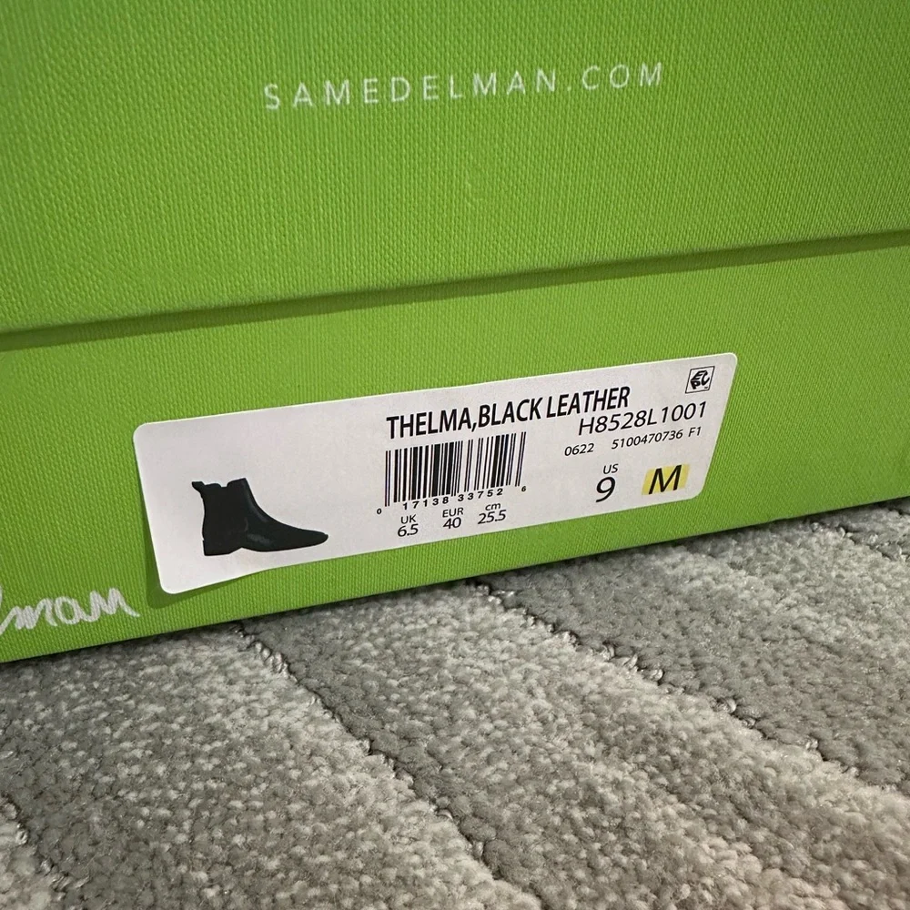 NWT! Sam Edelman Thelma Black Leather Ankle Boot - Size 9 - Picture 2 of 6